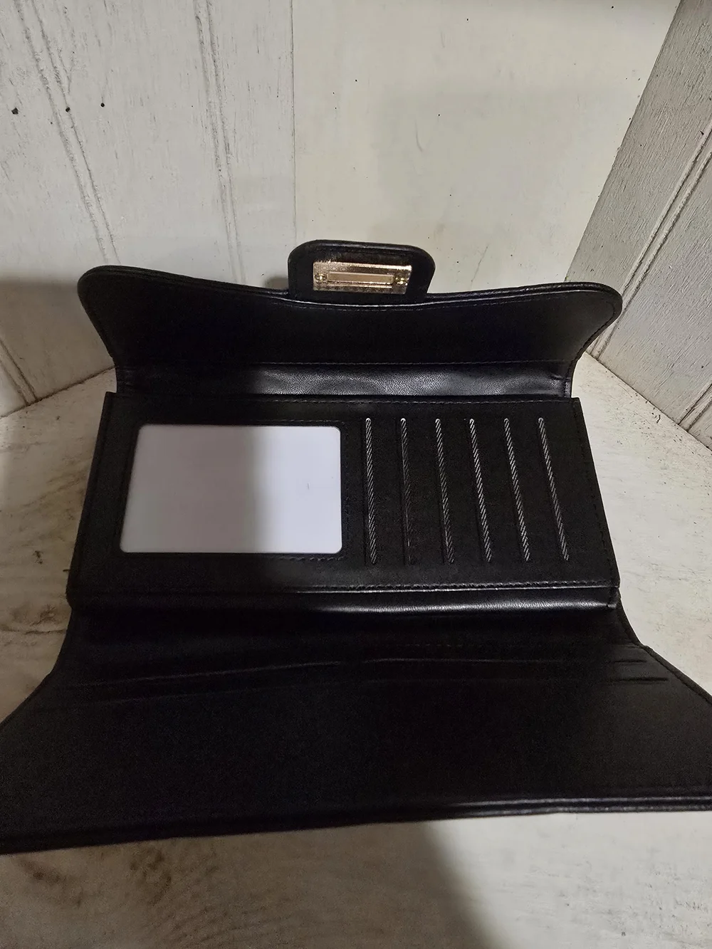 Ello Black Quilted Long Wallet with ID Window